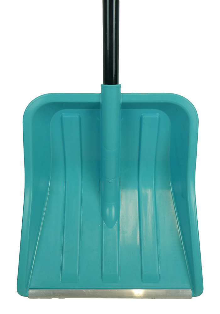 Лопата снегоуборочная 41х45 см, морозостойкий пластик, алюминевый черенок, бирюзовая Sturm!