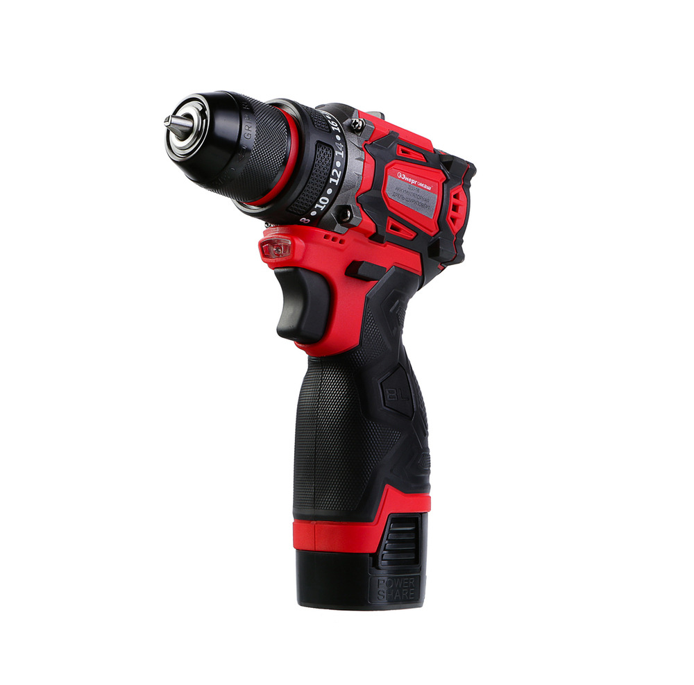 ДШ-18 Дрель аккуммуляторная б/щ Энергомаш, 16В, 45Нм, 2х2.0Ач, ЗУ,кейс