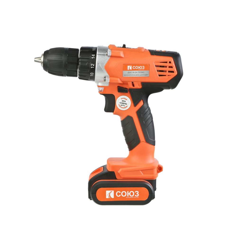 Аккумуляторный шуруповерт СОЮЗ ДШС-14-2К-ПРОМО