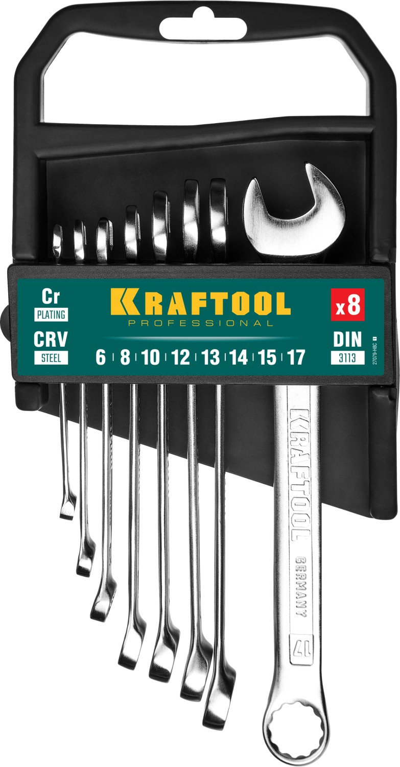 KRAFTOOL 8 шт, 8 - 19 мм, набор комбинированных гаечных ключей (27079-H8C)