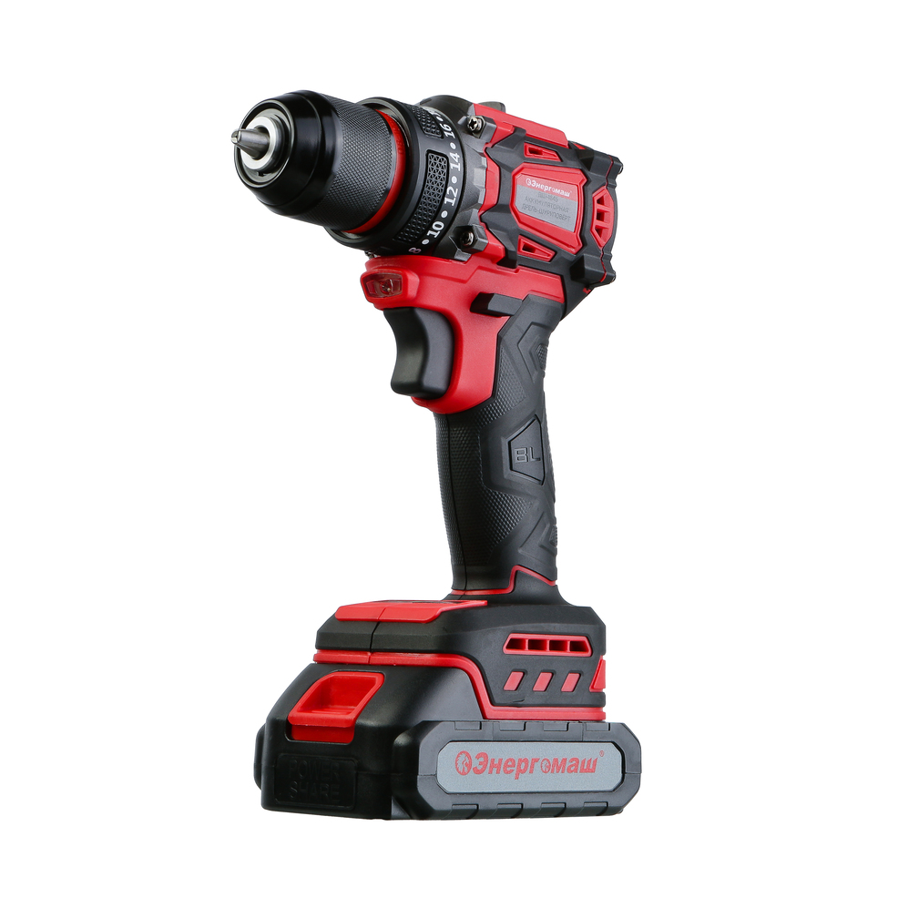 ДШ-1845 Дрель аккум б/щ Энергомаш, 18В, 45Нм, 2х2.0Ач, ЗУ,кейс