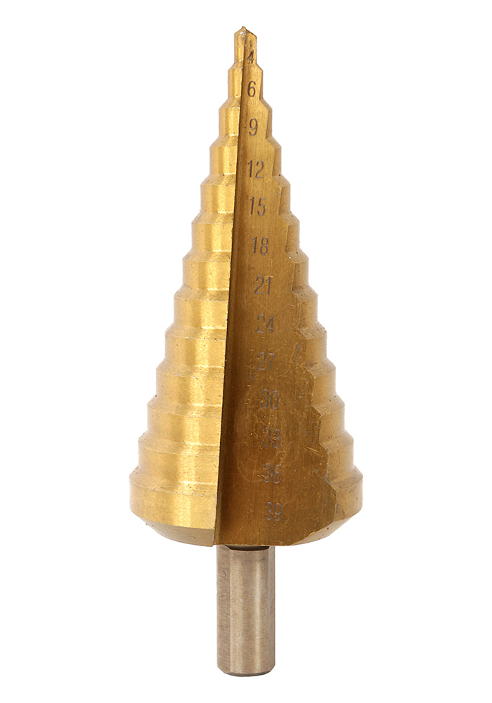 Сверло ступенчатое по металлу 4-39мм шаг 3мм HSS+TIN прямое Sturm!