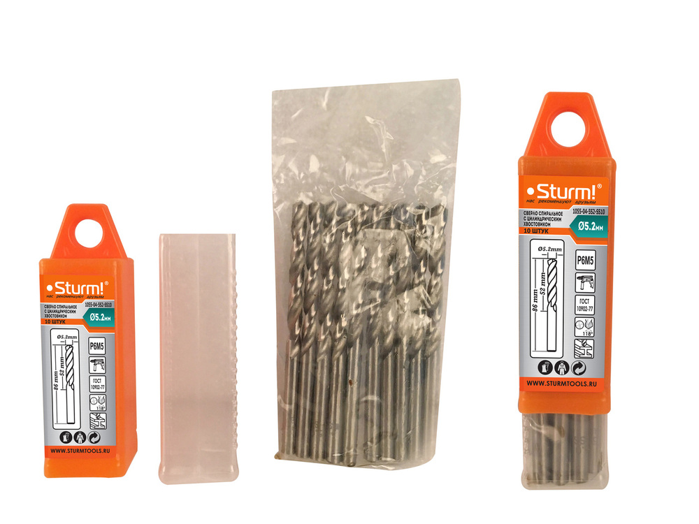 Сверло по металлу Sturm! 5,2х86 мм, сталь HSS, упаковка 10 шт