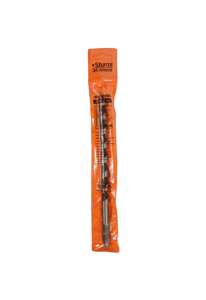 Сверло винтовое по дереву, 10х230мм, сталь 45, шестигранный хвостовик, Sturm!