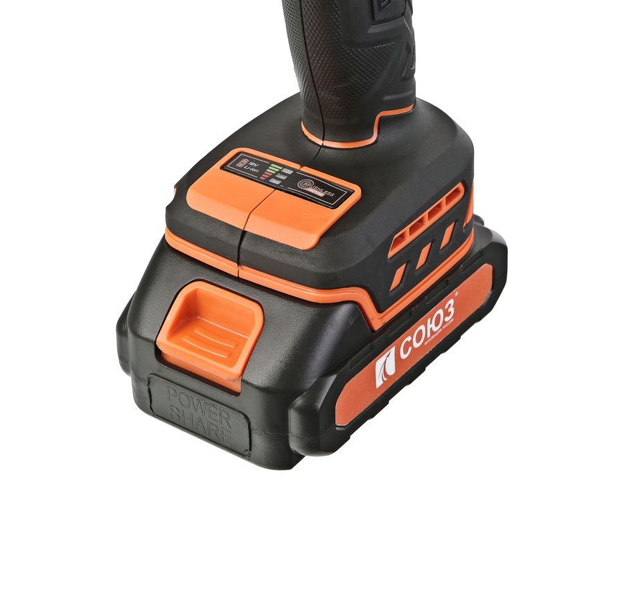 ДШС-1845 Дрель аккуммуляторная б/щ Союз, 18В, 45Нм, 2х2.0Ач, ЗУ,кейс