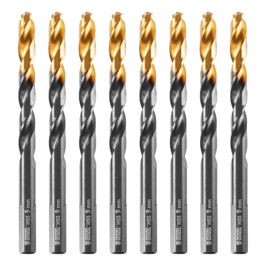 Сверло по металлу, 9 мм, HSS-Tin, Golden Tip, 8 шт. Denzel