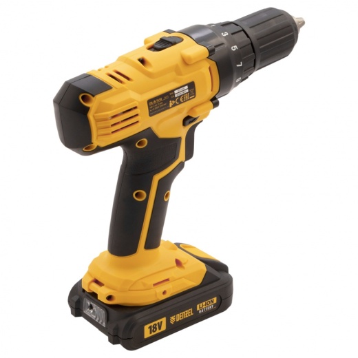 Дрель-шуруповерт аккумуляторная CDL-12-02, Li-Ion, 12 В, 1.5 А*ч, 2 аккумулятора Denzel