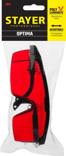 STAYER PRO-5 красные, монолинза с дополнительной боковой защитой, открытого типа, защитные очки (2-110457)