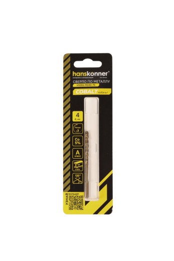 Сверло по металлу COBALT 4,0х75мм Hanskonner