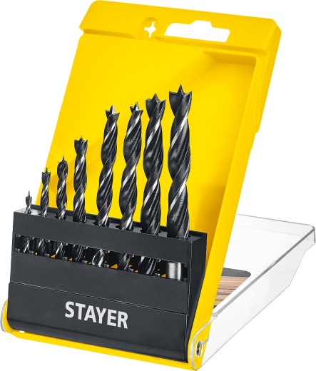 STAYER ″M-type″ 8 шт., 3-4-5-6-7-8-9-10, набор спиральных сверл по дереву