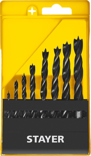 STAYER ″M-type″ 8 шт., 3-4-5-6-7-8-9-10, набор спиральных сверл по дереву