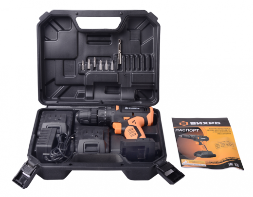 Дрель-шуруповерт аккумуляторная Вихрь ДА-18Л-2К/Б (бесщеточный двигатель)