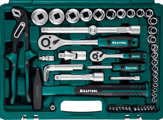 KRAFTOOL EXTREM-76, 76 предм., (1/2″+3/8″+1/4″), универсальный набор инструмента (27889-H76)
