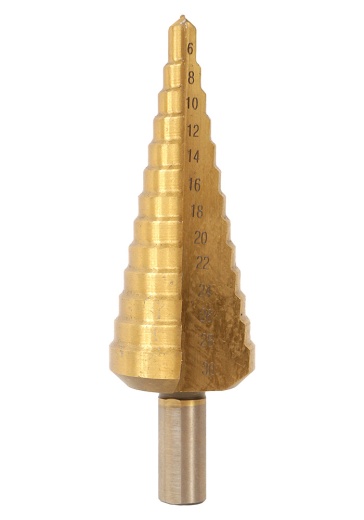 Сверло ступенчатое по металлу 6-30мм шаг 2мм HSS+TIN прямое Sturm!