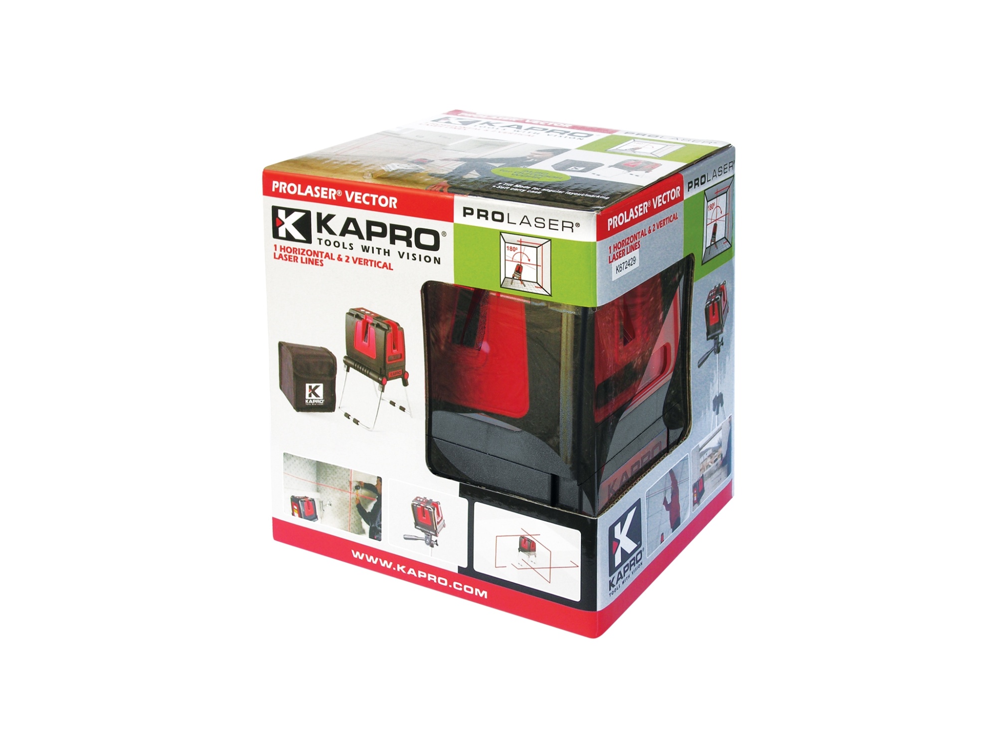 873 Kapro лазерный нивелир (1 горизонталь, 2 вертикали) с переходником 841 с 3-мя батарейками аа