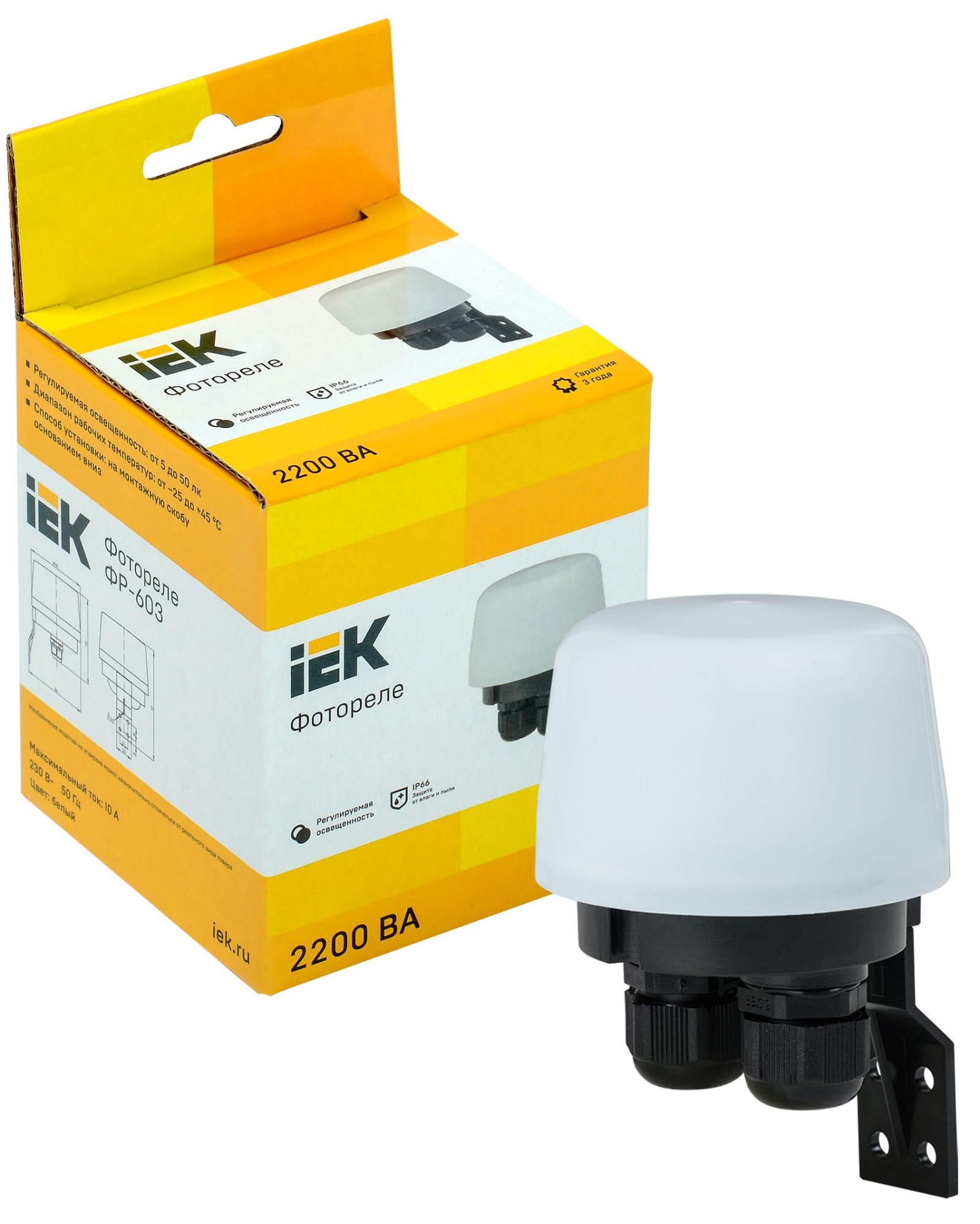 Фотореле ФР-603 2200ВА IP66 белый IEK