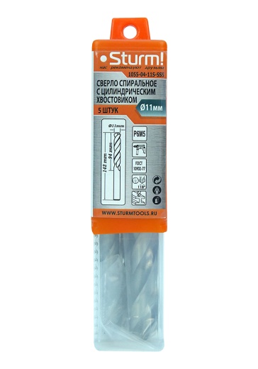 Сверло по металлу Sturm! 11,0х142 мм, сталь HSS, упаковка 5 шт