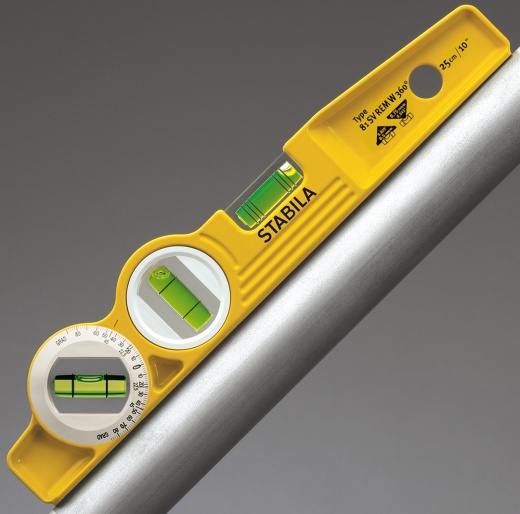 Уровень Stabila тип 81SV REM W360, 25см литой профиль(1верт.,1гориз.,1х360, магнитный,точн. 0,5мм/м)