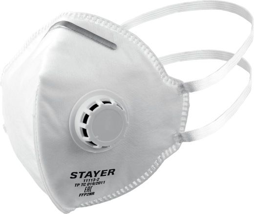STAYER FV-95 класс защиты FFP2, плоская, с клапаном выдоха, фильтрующая полумаска (11113-2)